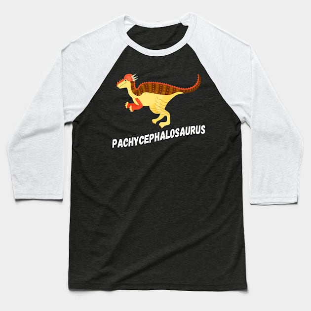 Fun Pachycephalosaurus Dinosaur Design Baseball T-Shirt by Terra Fossil Merch